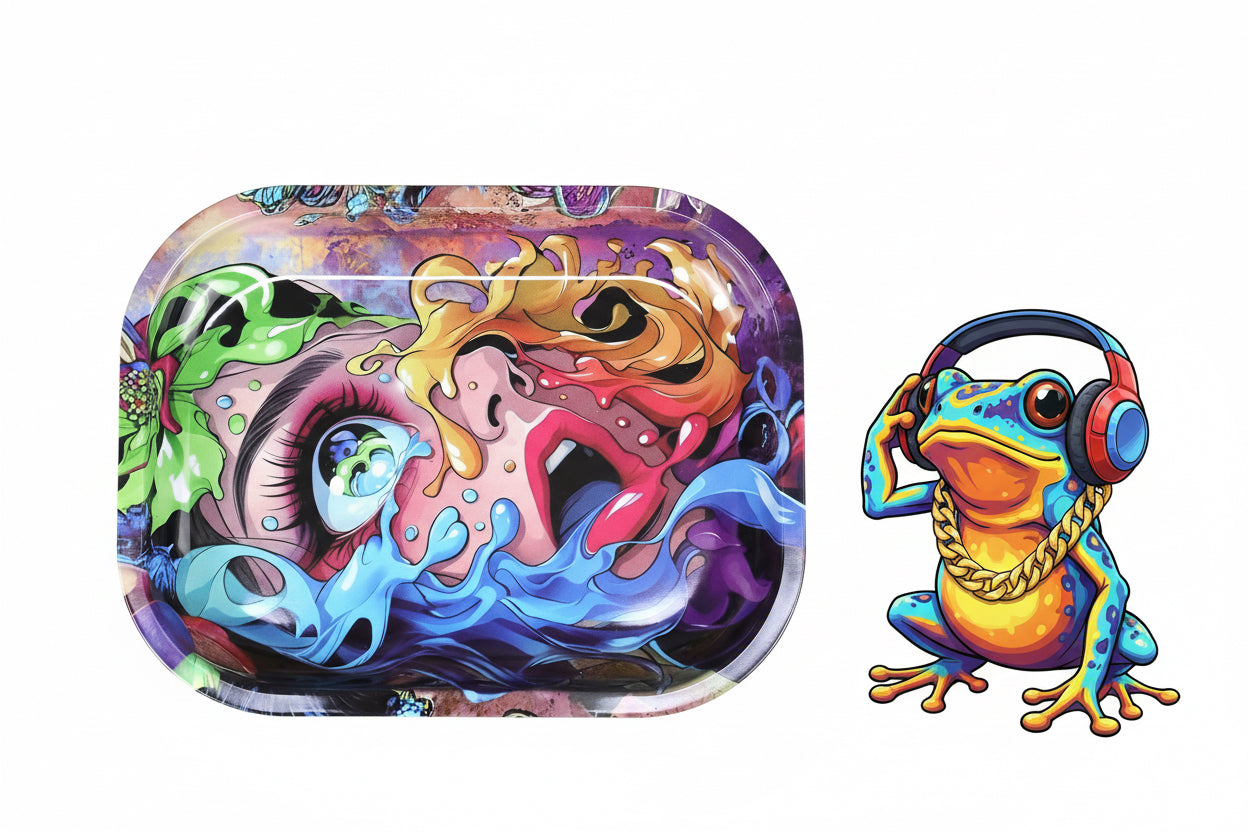 Heavy-Duty Metal Rolling Trays.  Psychedelic Gothic, Skull Designs. Variety of Images.