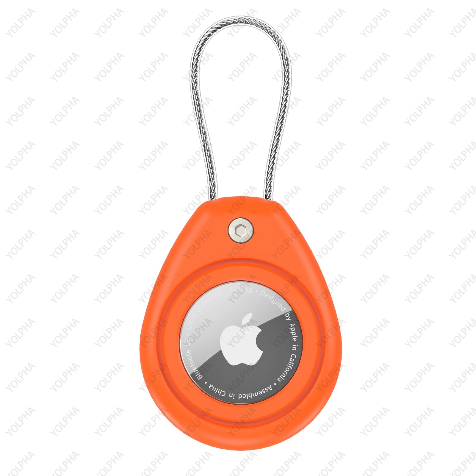 Waterproof Silicone Apple Airtag Case. Braided Steel Wire Cable.