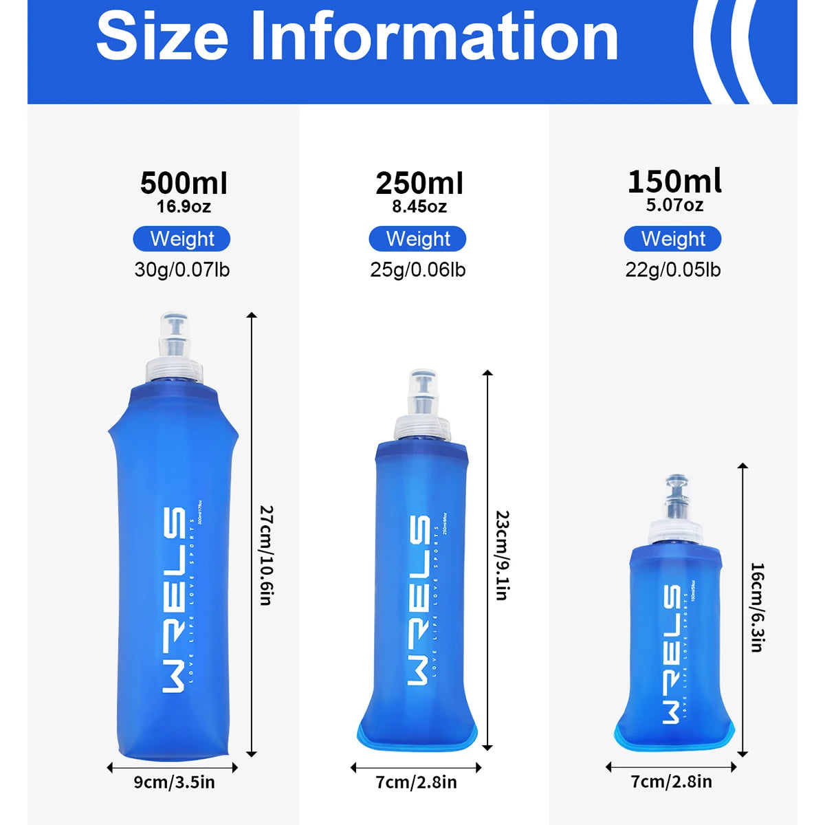 Pocket Pint. Raverfrog / WRELS Festival Folding Water Bottle (TPU BPA-Free Collapsible Soft Flask)Variety of Sizes.