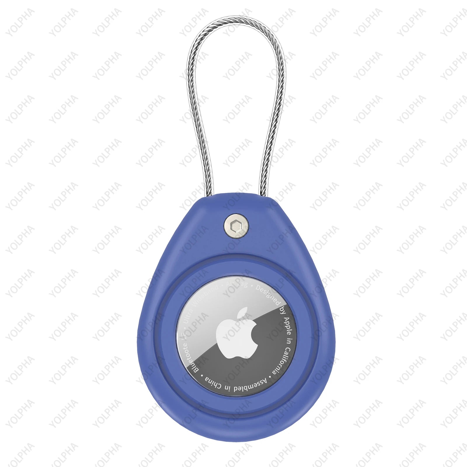 Waterproof Silicone Apple Airtag Case. Braided Steel Wire Cable.