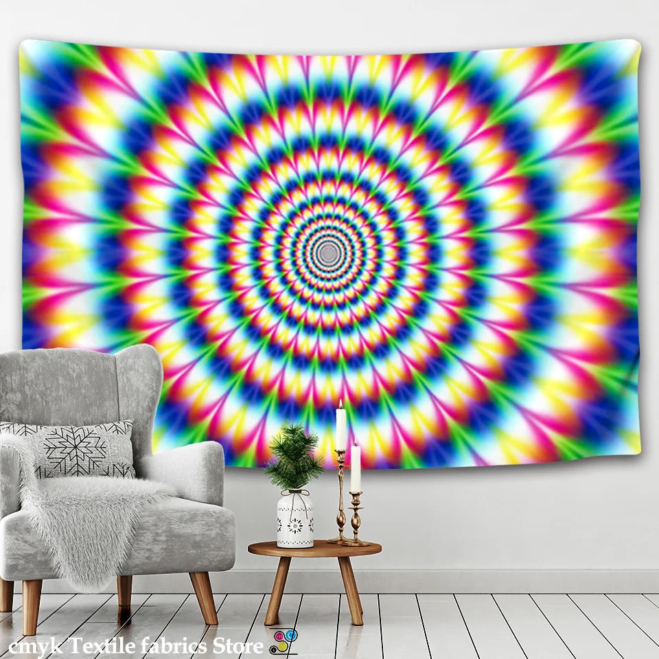 HD Psychedelic Spiral Bright Tapestry Collection