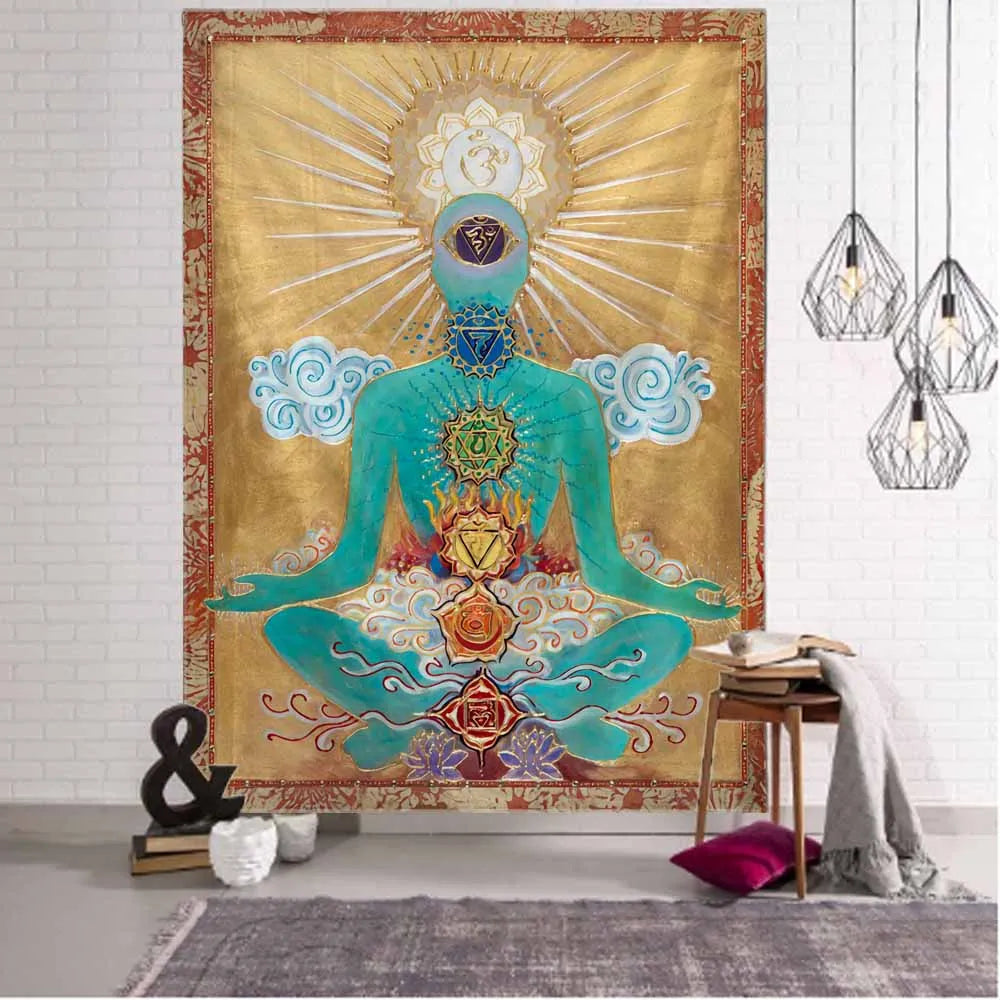 Indian Buddha Meditation Tapestry Collection.