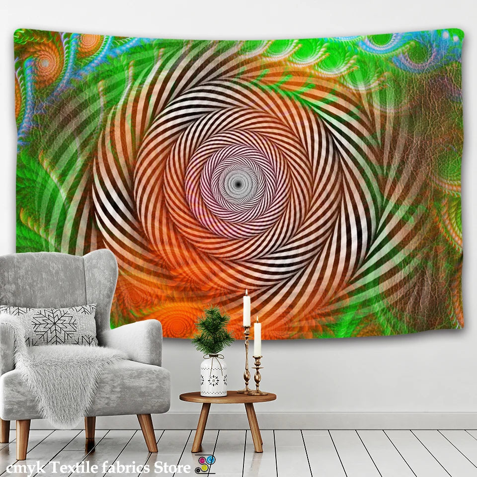 HD Psychedelic Spiral Bright Tapestry Collection