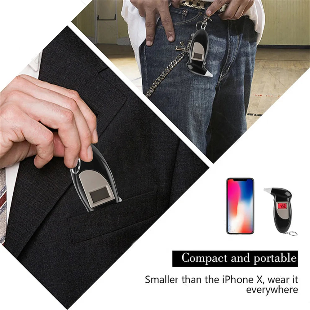 Portable Alcohol Tester Digital Alcohol Detector Breathalyzer Backlight LCD Display.