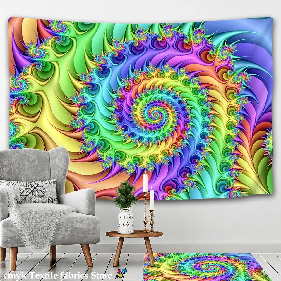 HD Psychedelic Spiral Bright Tapestry Collection