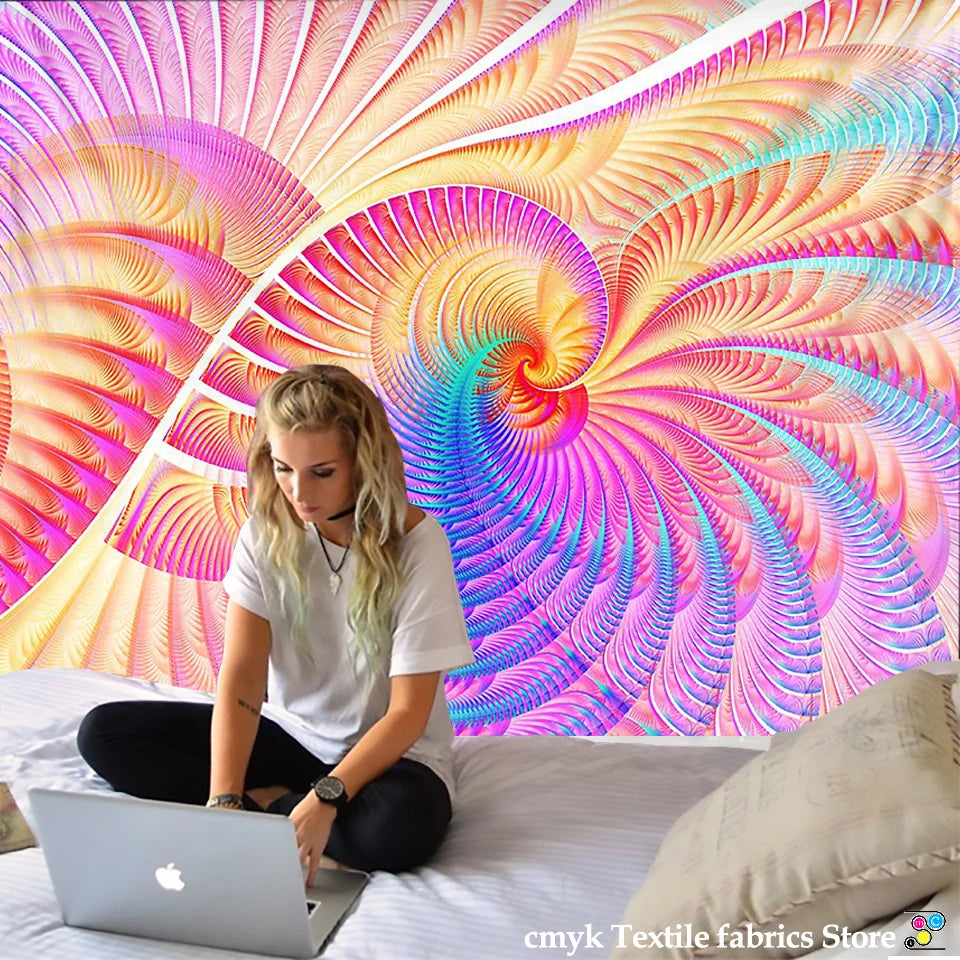 HD Psychedelic Spiral Bright Tapestry Collection
