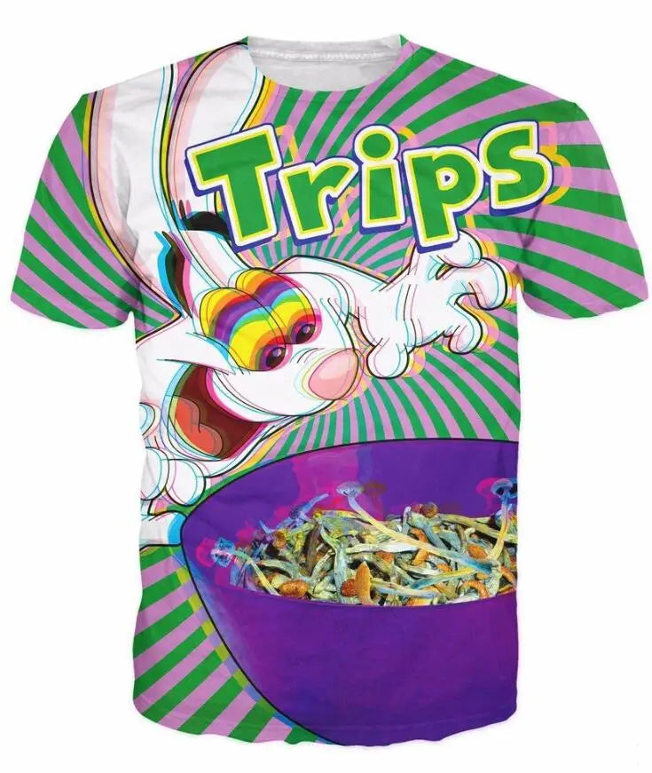 PLstar Cosmos 2025 New Fashion t-shirt trippy vibrant Trix Rabbit psychedelic 3D Print Crewneck T shirts Mens Womens tee tops