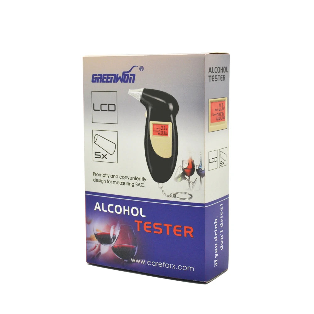 Breathalyzer Clean Up Inventory Keychain Digital Alcohol Tester Detector Audible Alert Portable with LCD Display 68S-GD