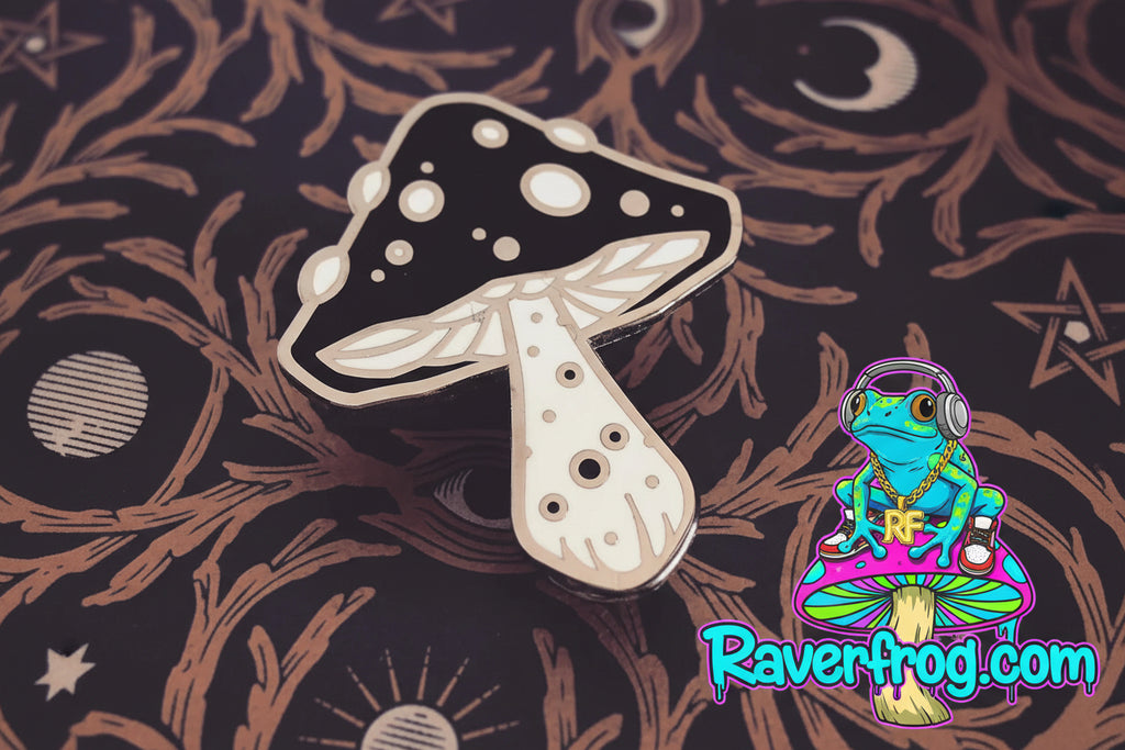 The Midnight Magical Mushroom Enamel Pin.