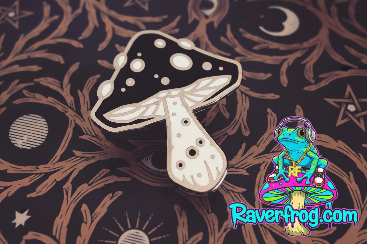 The Midnight Magical Mushroom Enamel Pin.