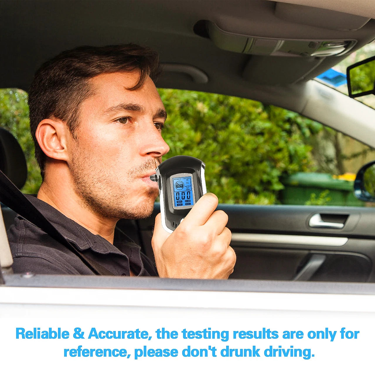 Digital Breath Alcohol Tester LCD Breathalyzer Analyzer 5 Mouthpiece High Sensitivity
