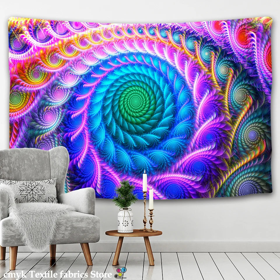 HD Psychedelic Spiral Bright Tapestry Collection