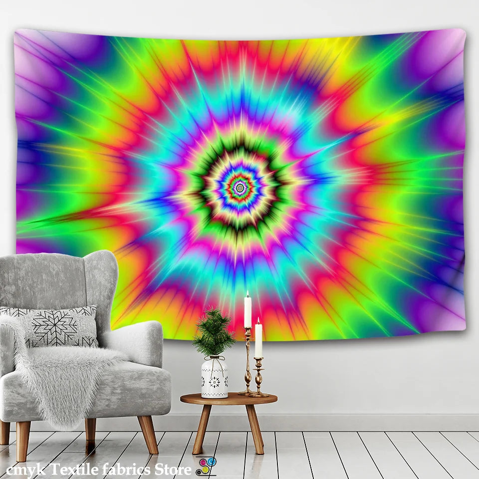 HD Psychedelic Spiral Bright Tapestry Collection