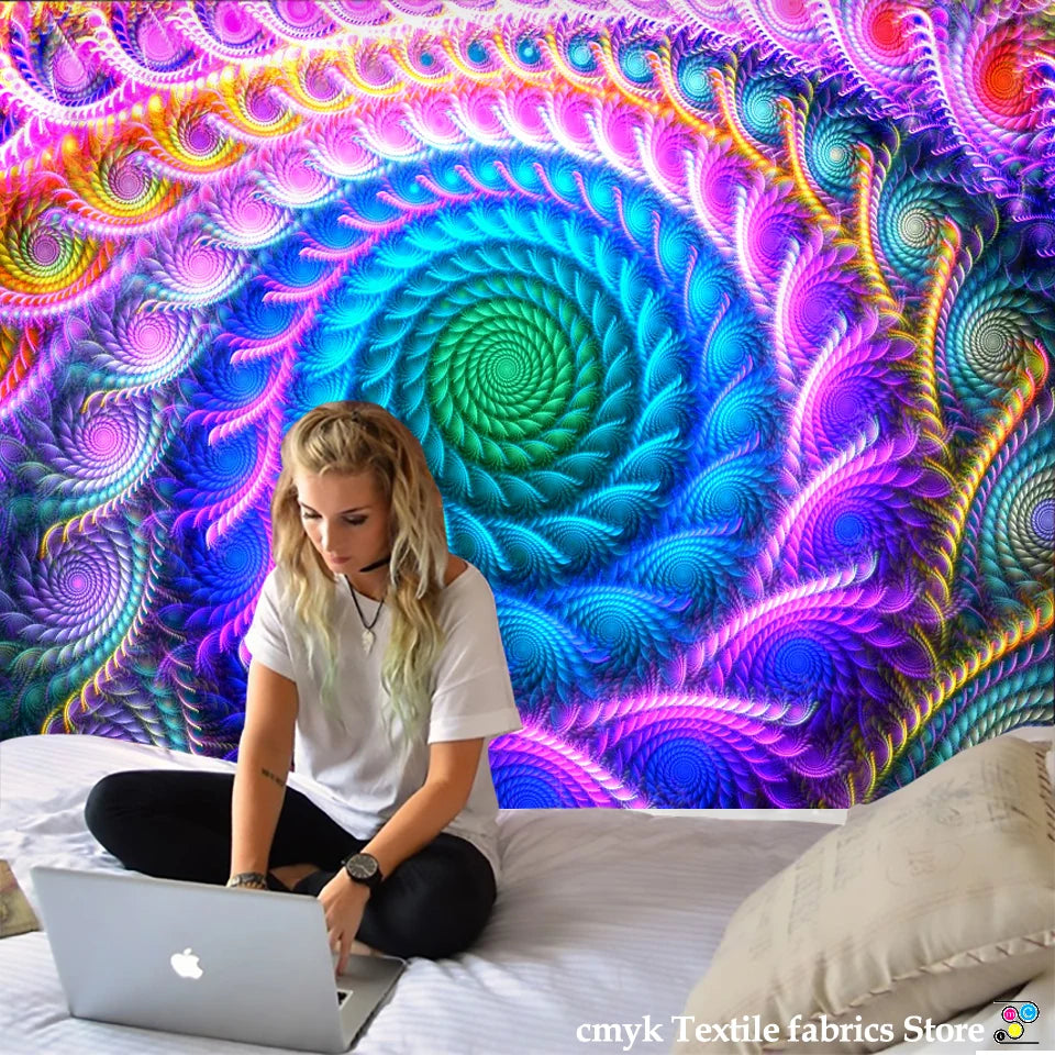 HD Psychedelic Spiral Bright Tapestry Collection