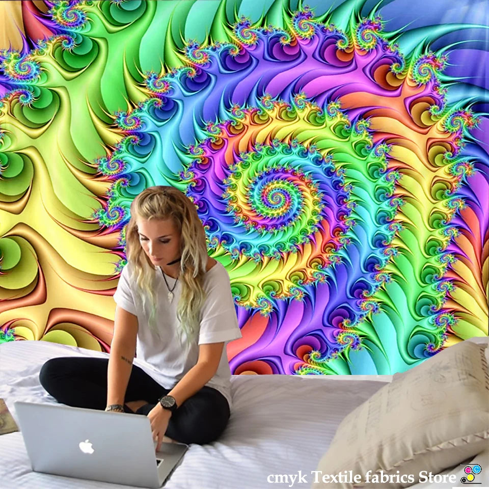 HD Psychedelic Spiral Bright Tapestry Collection