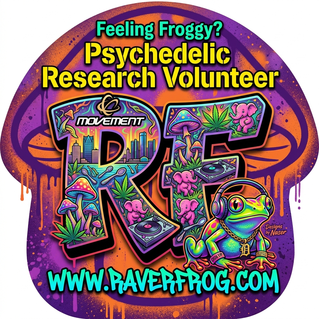 Raverfrog Movement Detroit 2026. Psychedelic Research Volunteer