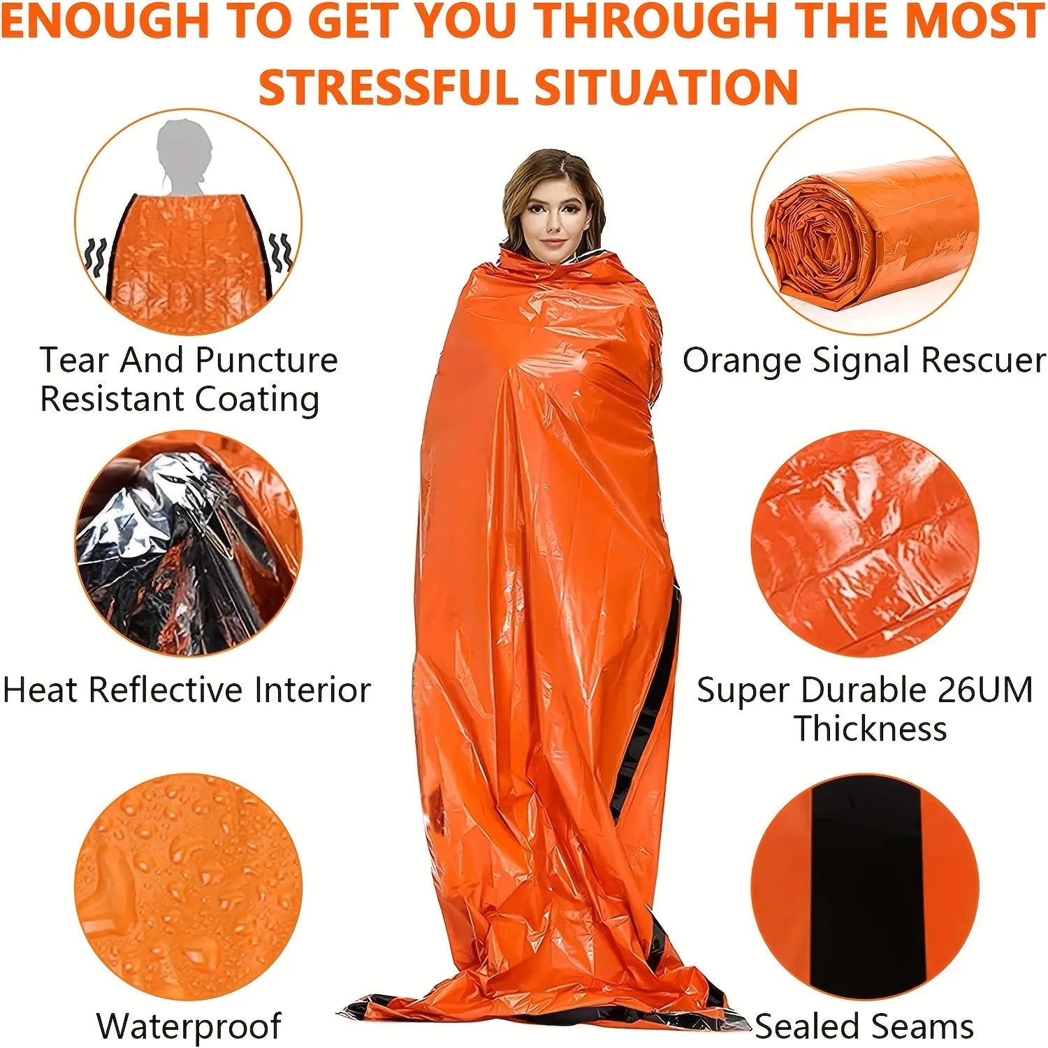 Portable Waterproof Thermal Emergency Survival Sleeping bag Kit.