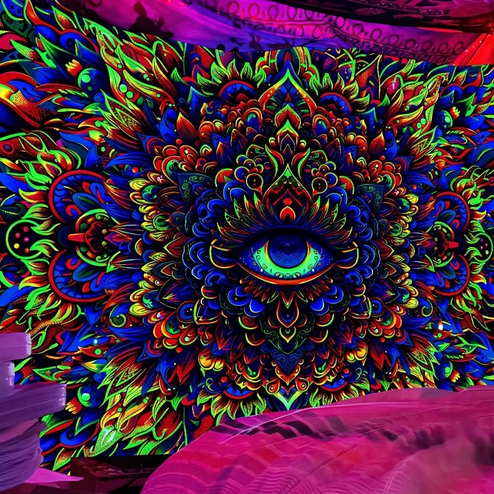 HD Intricate & Vibrant UV Eye of Providence Tapestry.  Very high Quality.