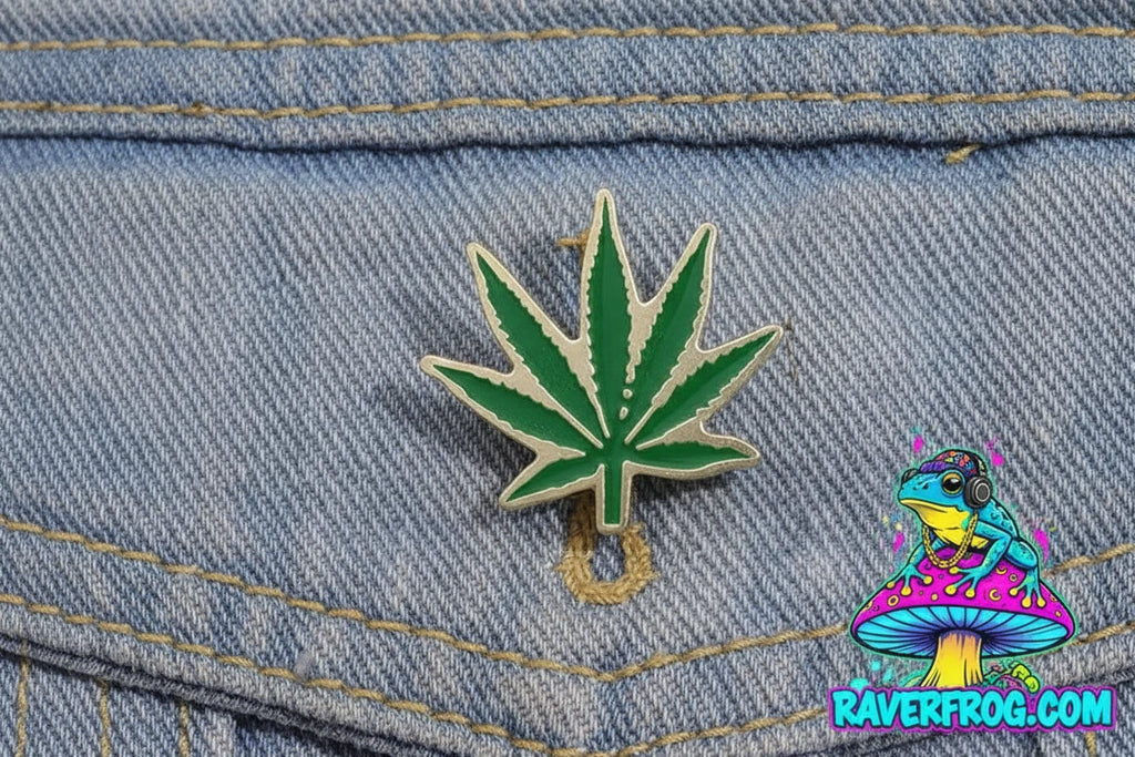 Marijuana Leaves Enamel Drip Pin.