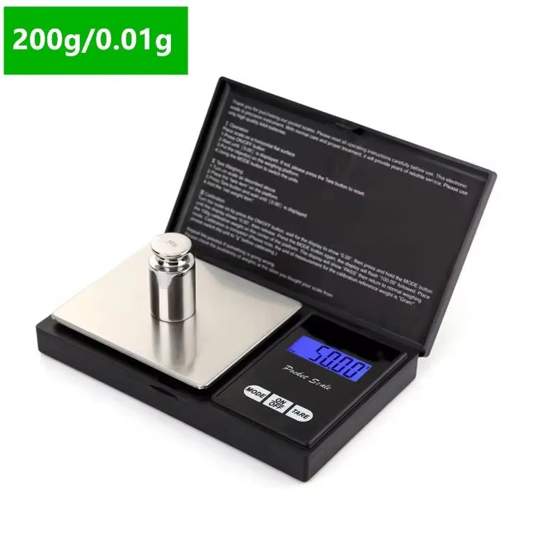 1000g (1Kilo) max to .01g minimum or 200g max to 0.01g minimum or 500g (1/2 Kilo) Max to  0.01g.  3 options.  Certified Calibration.