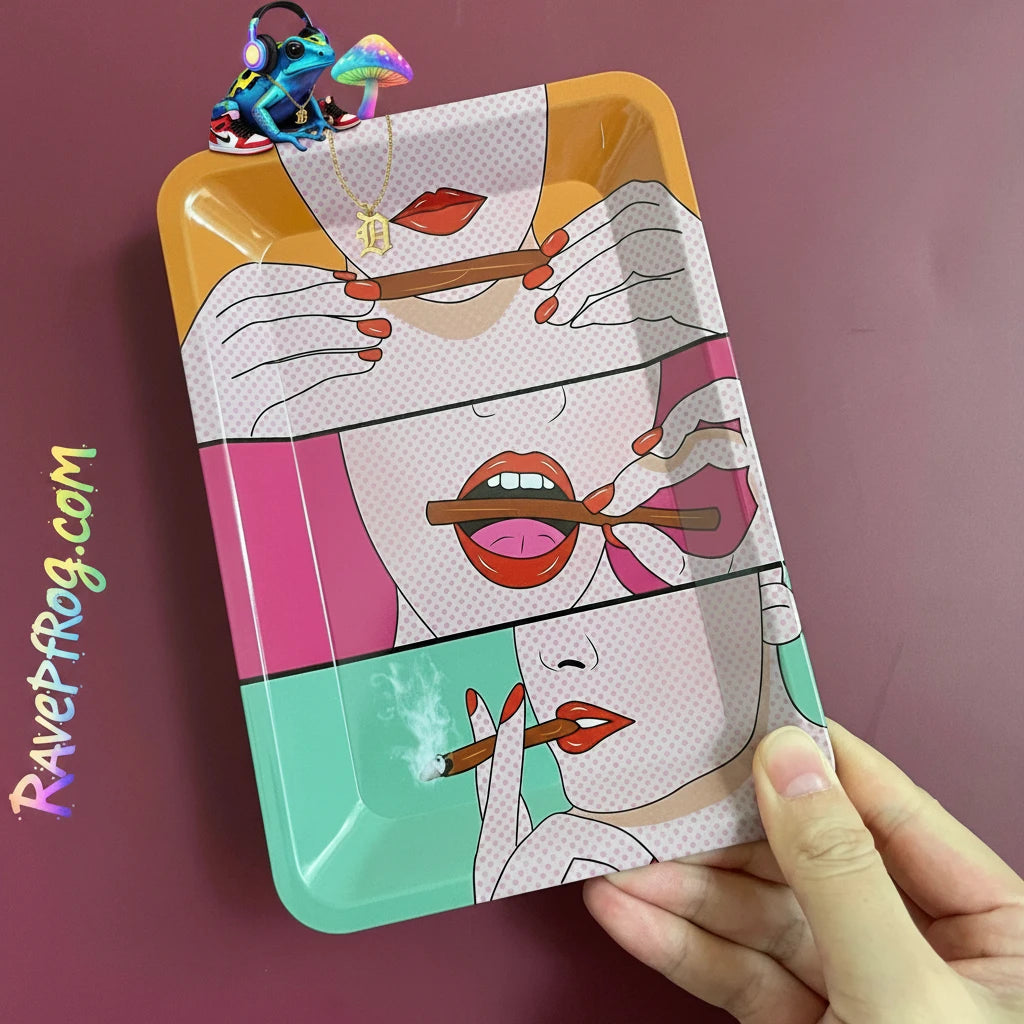 Light-Weight / Durable HD Graphic Metal Rolling Trays.  14 Design Choices.  Medium Sized - (120mm x 180mm)