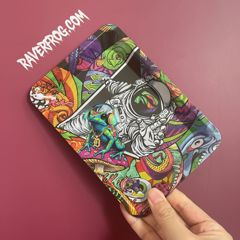 Light-Weight / Durable HD Graphic Metal Rolling Trays.  14 Design Choices.  Medium Sized - (120mm x 180mm)