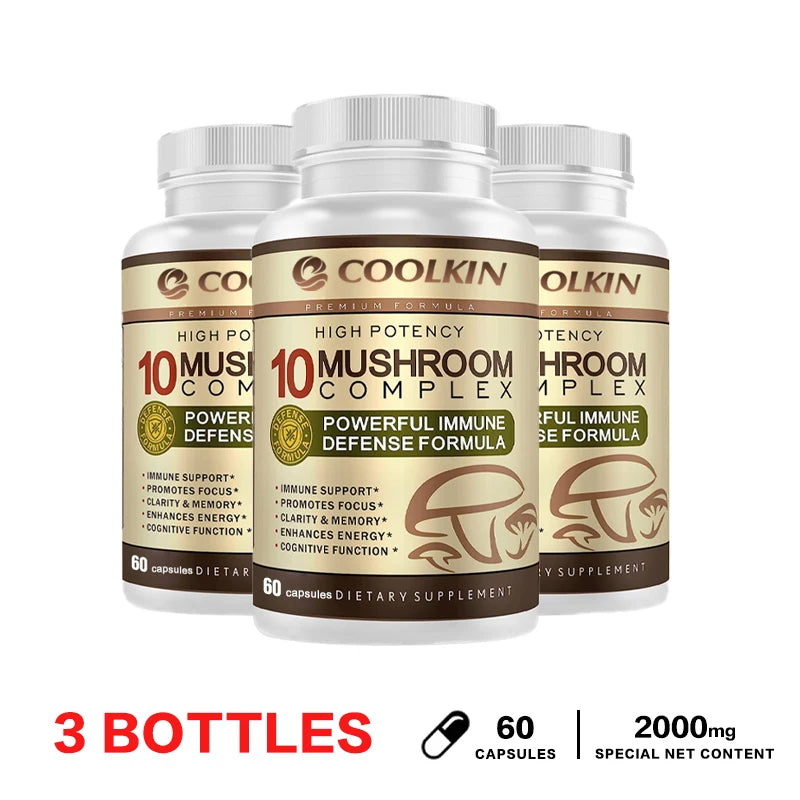 Limitless 10 Mushroom Complex - Boost Energy, Improve Brain Function, Enhance Memory and Concentration, and Boost Immunity