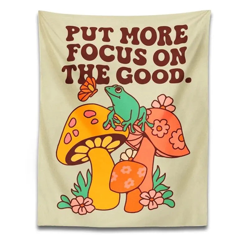 Positive Raverfrog & Mushroom Tapestry.  🐸🍄🍄‍🟫