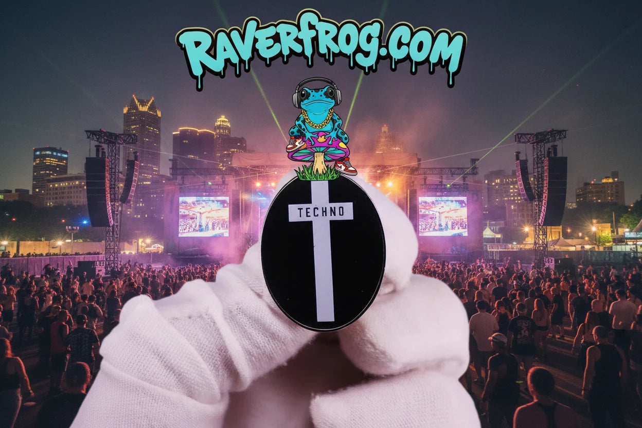 Techno Cross Enamel Drip Pin.