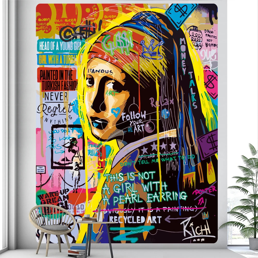 Beautiful HD Graffiti (Pop Art) Psychedelic Street Art Tapestry Collection.  Various Choices. Ultra Large - Full Wall Options Available.