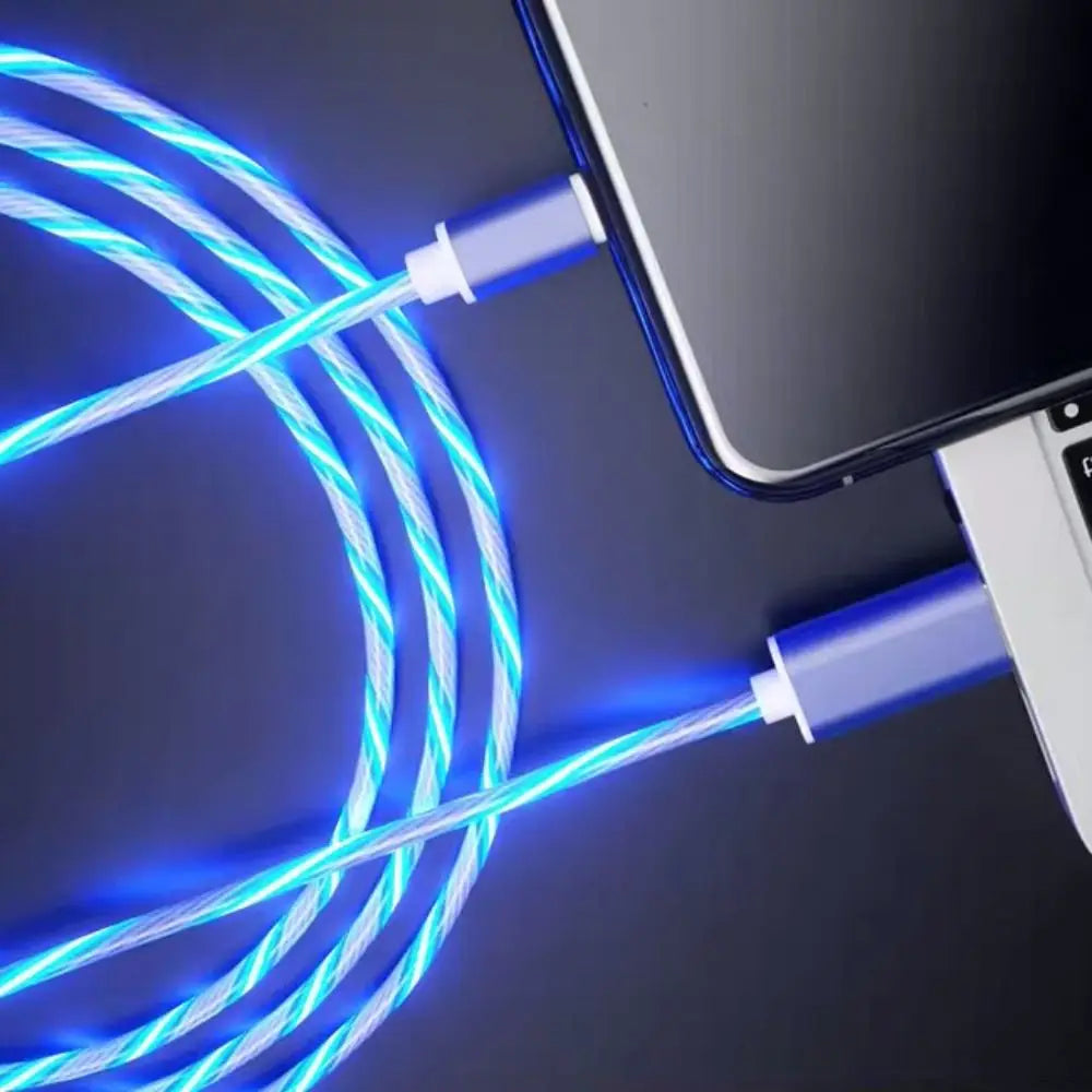 LED light Luminous Data Line USB-C or Micro USB Fast Charging Mobile Phone. 3FT