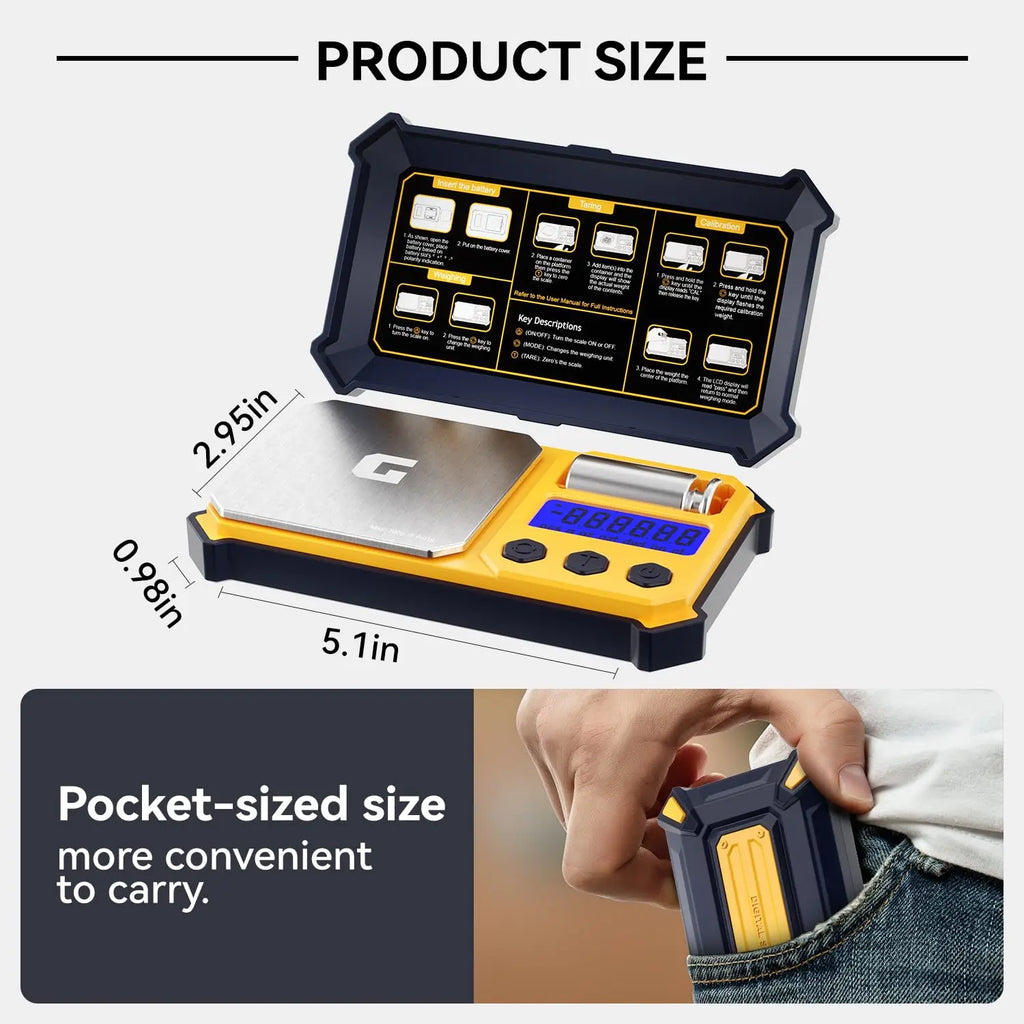 Ultra Accurate Pocket Scale 300g x 0.001g Digital Gram Scale.  With Calibration Weight.