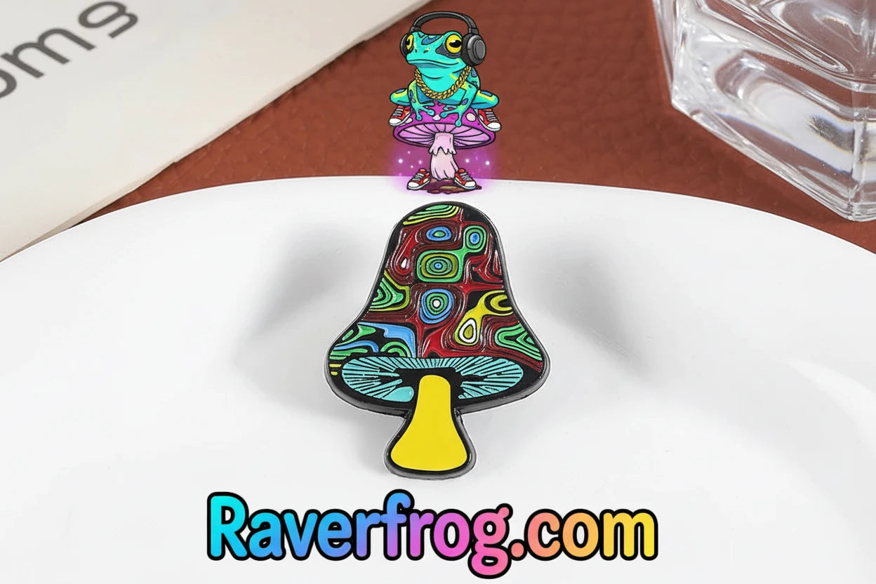 Psychedelic Mushrooms Enamel Pin. Drip Pin.