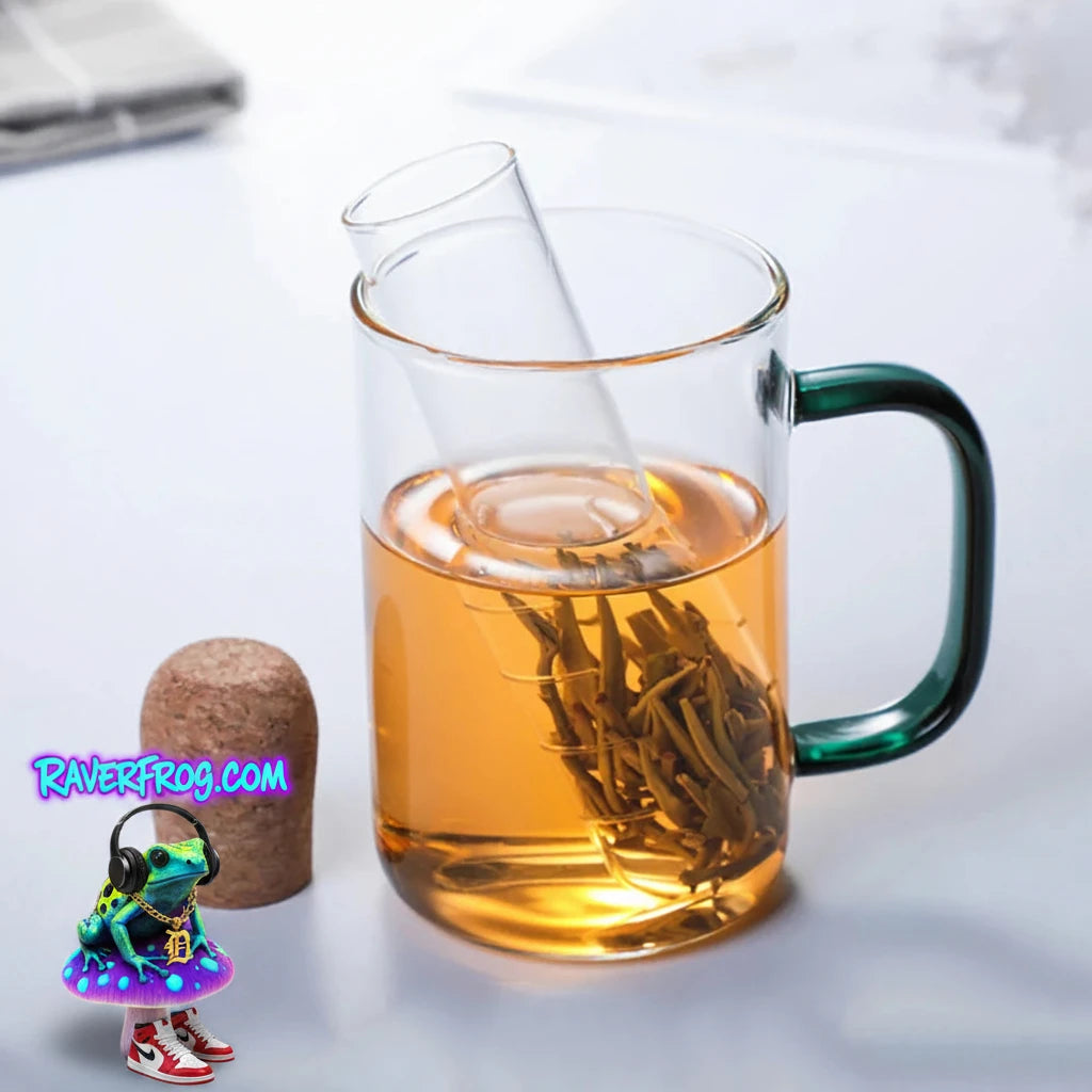Food-Safe / Heat-Safe Glass Tea Infuser with Premium Cork Top.  Great for Mushrooms, Cannabis, Herbal Teas, etc.
