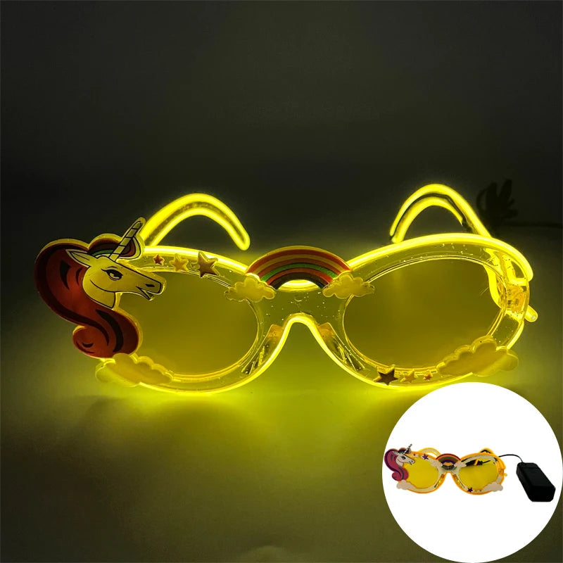 1 pcs Holiday Party Glasses Boys Girls Funny Alien Style Frame Eyeglasses Glow Sunglasses Light Up Bar Rave Night
