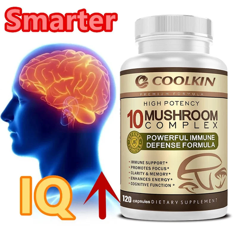 Limitless 10 Mushroom Complex - Boost Energy, Improve Brain Function, Enhance Memory and Concentration, and Boost Immunity