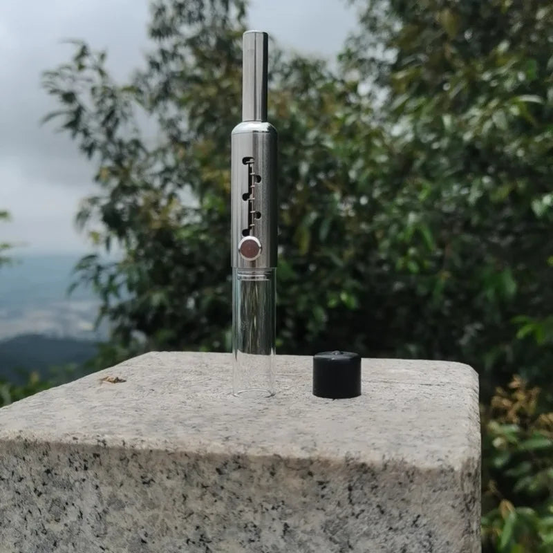 5-Level Adjustable Metal Pipe with Glass Tube | Reusable EDG Dry Burn Pipe with filter | Load a few grams and go.  Pack and push 5 different levels of Herb to the front.  Pushes Ashes out and pushes new green to the front.  Festival Must Have! 💨Anything!