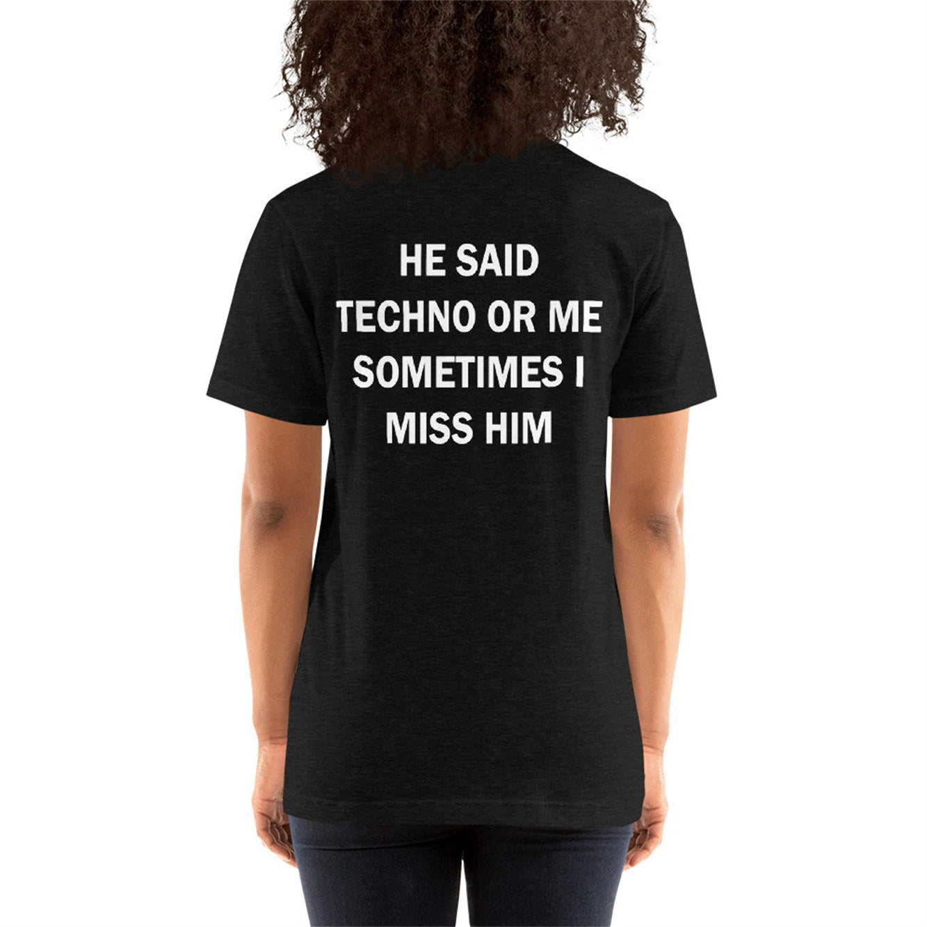 Men’s and Women’s Matching “Techno or Me”- Black T-Shirt