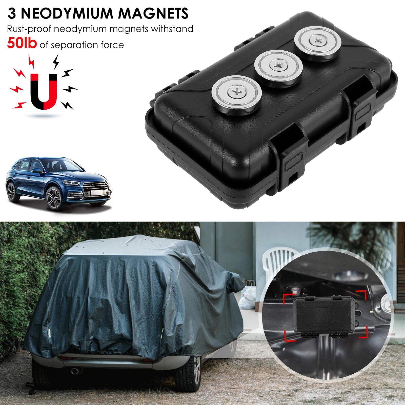 1-2Pcs Upgraded Magnetic Under Car Carrier.  Travel Safely.  Very strong magnets, waterproof.