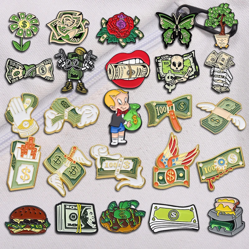 Ca$h Money Enamel Festival Pin Collection.  20 Unique Designs to choose from.