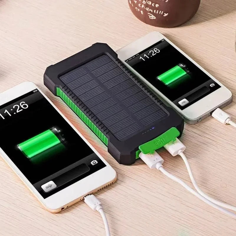 Solar Charging Portable Waterproof Power Bank.  20000 mah Rapid Charging with LED Indicators.  Charge 2 devices! Use the power of our Star to fuel your Festival Needs!