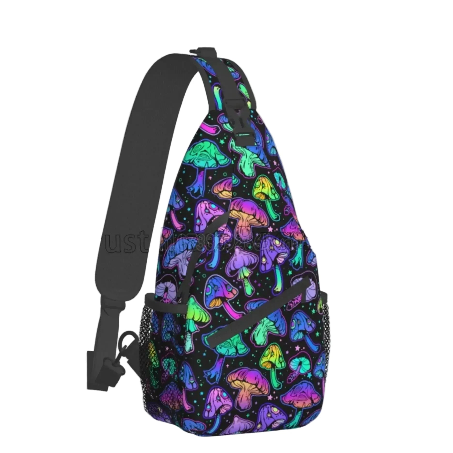 Naser’s Shroom Sack.  Colorful Magic Mushroom Casual Crossbody Backpack / Sling Bag.