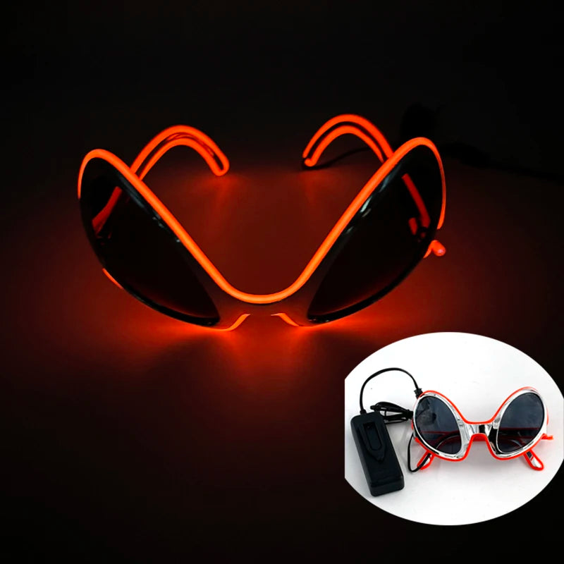 1 pcs Holiday Party Glasses Boys Girls Funny Alien Style Frame Eyeglasses Glow Sunglasses Light Up Bar Rave Night