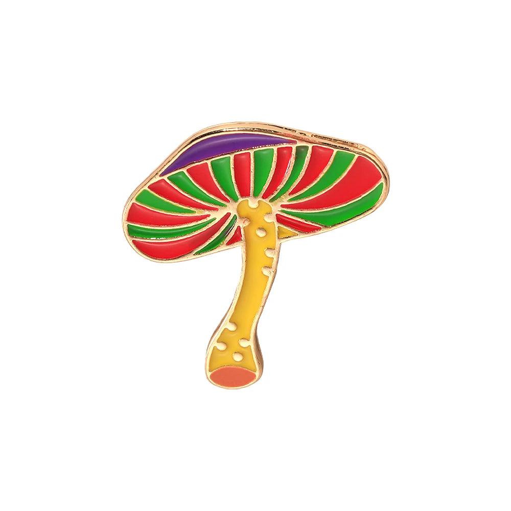 Mushroom Enamel Festival Pins.  Drip Pins