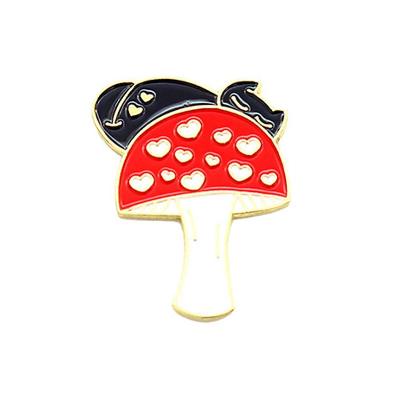 Cute R.F. Mushroom and Frog Home Enamel Pins