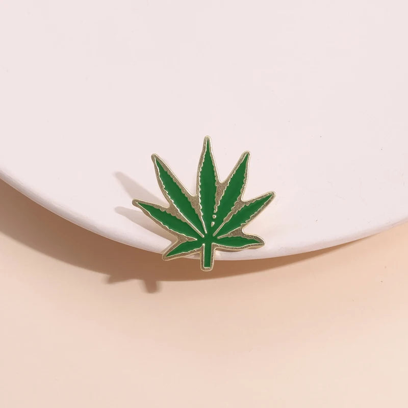 Marijuana Leaves Enamel Drip Pin.
