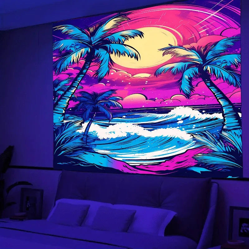 HD Ultraviolet psychedelic fantasy tree luminous tapestry Collection
