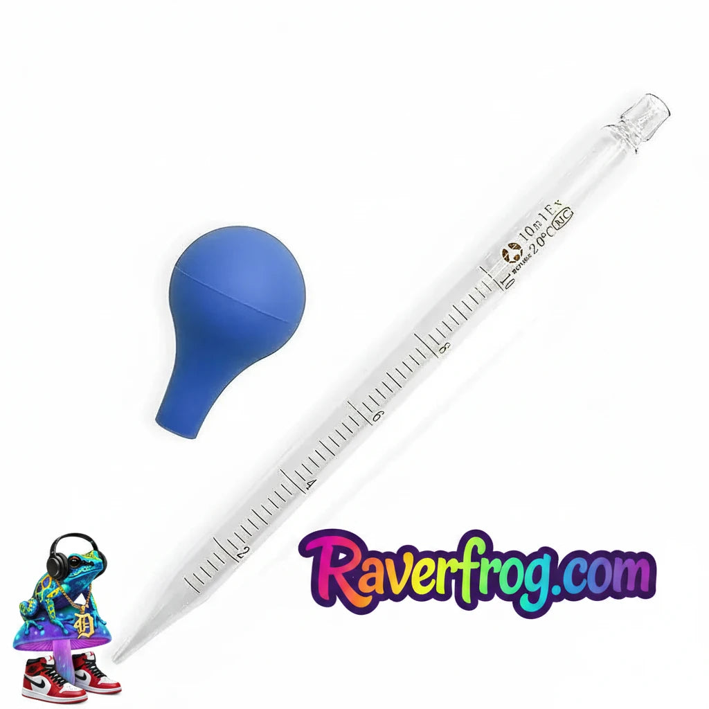 2Piece Clear Glass Graduated Pipette with Cleaning Brush.  10ML Capacity - Ultra-Precise Measurements printed on Glass. Easily clean and reuse!