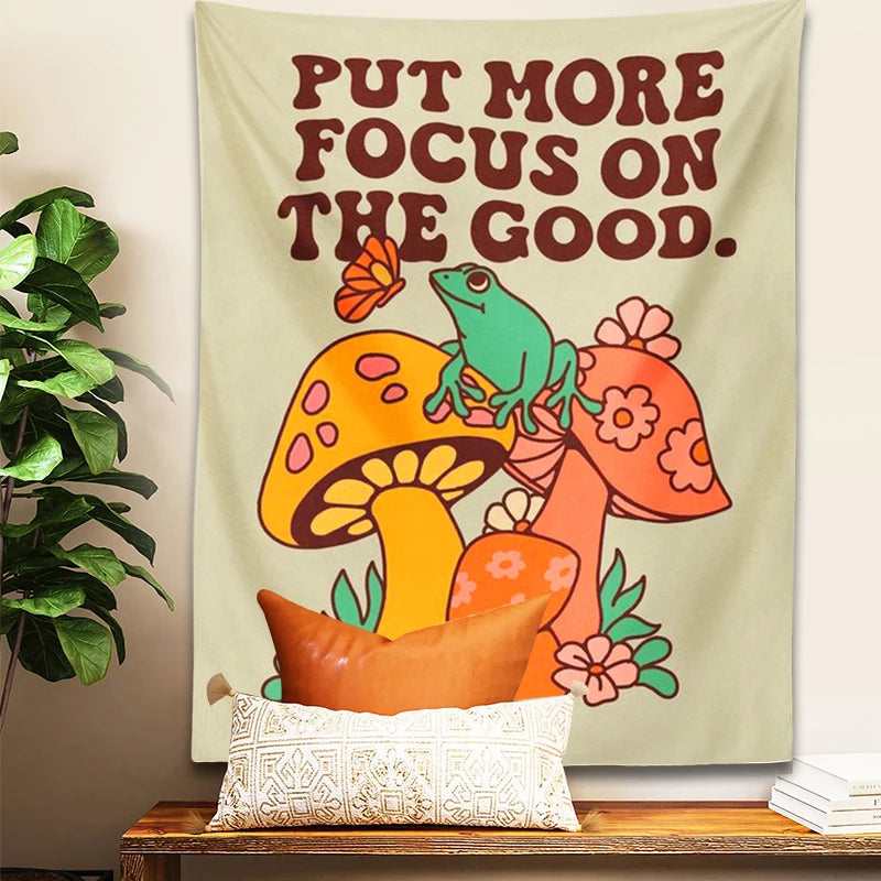 Positive Raverfrog & Mushroom Tapestry.  🐸🍄🍄‍🟫