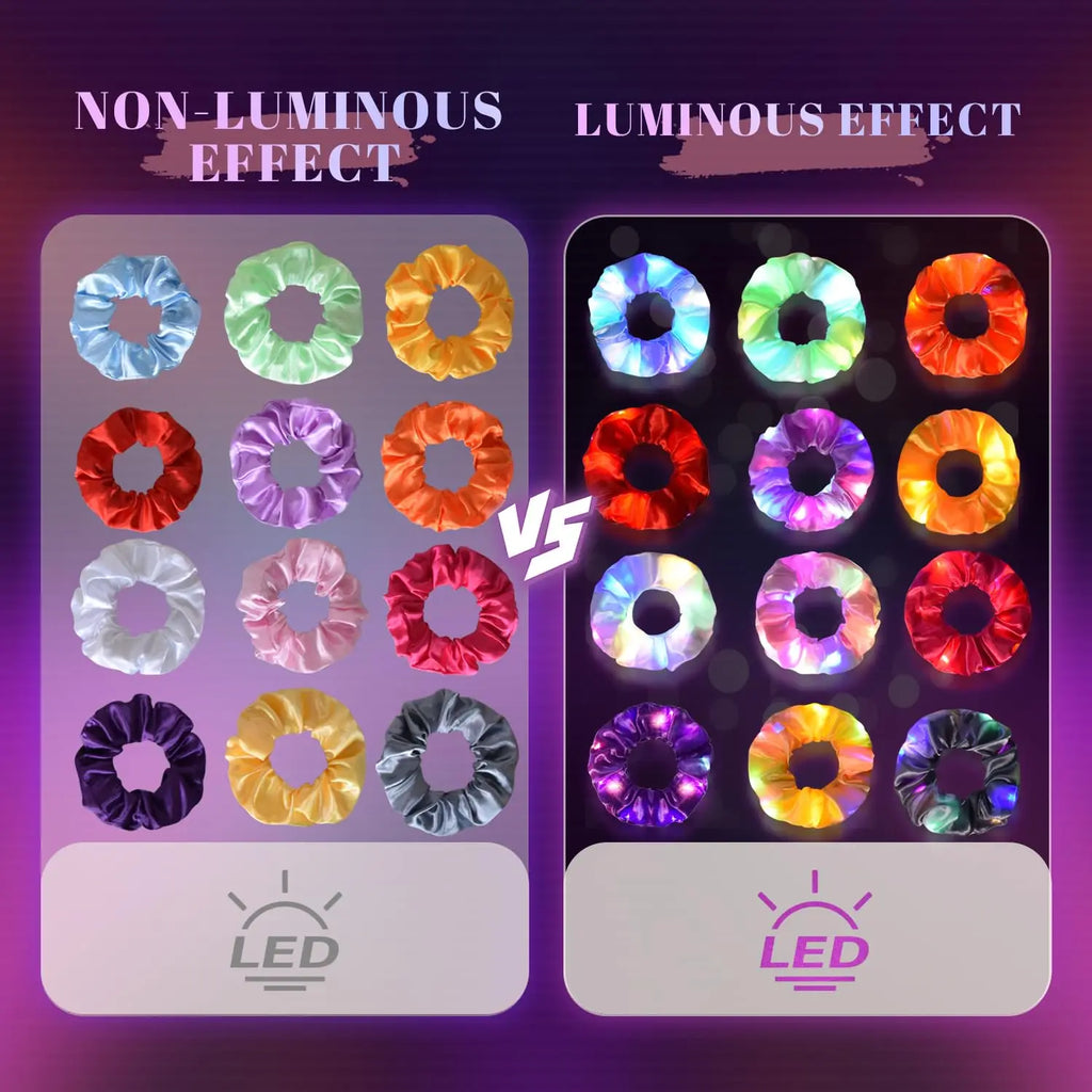 12-48Pcs Light Up Scrunchies LED Glow Hair Accessories.  Deal $2 a piece!  Long battery life.  Priced for re-sale!
